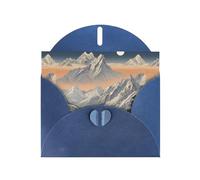 WZYWHJ Carte de vœux de vacances bleue 15,2 x 10,2 cm avec enveloppe pour Noël, anniversaire, Saint-Valentin, fête, invitation à une fête, imprimé aube alpine