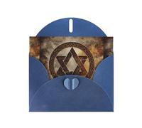 WZYWHJ Carte de vœux de vacances bleue 15,2 x 10,2 cm avec enveloppe pour Noël, anniversaire, Saint-Valentin, fête, invitation à une fête avec symboles hexagrammes imprimés