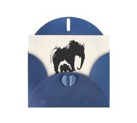 WZYWHJ Carte de vœux de vacances bleue 15,2 x 10,2 cm avec enveloppe pour Noël, anniversaire, Saint-Valentin, fête Invitation Espace négatif Motif éléphant