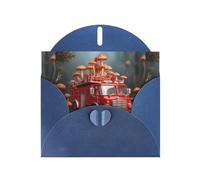 WZYWHJ Carte de vœux de vacances bleue de 15,2 x 10,2 cm avec enveloppe pour Noël, anniversaire, Saint-Valentin, fête, invitation, champignon, camion de pompiers, jouet imprimé