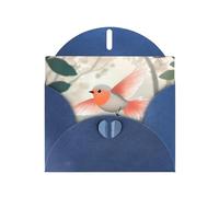 WZYWHJ Carte de vœux de vacances bleue de 15,2 x 10,2 cm avec enveloppe pour Noël, anniversaire, Saint-Valentin, fête d'invitation Motif oiseaux heureux