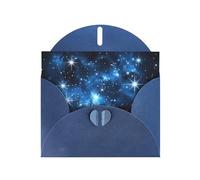 WZYWHJ Carte de vœux de vacances bleue de 15,2 x 10,2 cm avec enveloppe pour Noël, anniversaire, Saint-Valentin, fête, invitation à une fête, imprimé étoiles bleues brillantes