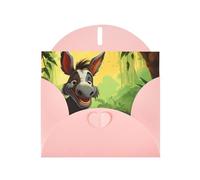 WZYWHJ Carte de vœux de vacances rose 15,2 x 10,2 cm avec enveloppe pour Noël, anniversaire, Saint-Valentin, fête, invitation à une fête, imprimé âne mignon