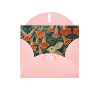 WZYWHJ Carte de vœux de vacances rose 15,2 x 10,2 cm avec enveloppe pour Noël, anniversaire, Saint-Valentin, fête Invitation Petit lapin sous la gloire du matin Imprimé