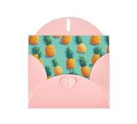 WZYWHJ Carte de vœux de vacances rose 15,2 x 10,2 cm avec enveloppe pour Noël, anniversaire, Saint-Valentin, fête, invitation à une fête, impression vague acide ananas