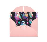 WZYWHJ Carte de vœux de vacances rose 15,2 x 10,2 cm avec enveloppe pour Noël, anniversaire, Saint-Valentin, fête, invitation à une fête Motif chouette aurore