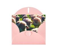 WZYWHJ Carte de vœux de vacances rose 15,2 x 10,2 cm avec enveloppe pour Noël, anniversaire, Saint-Valentin, fête d'invitation, belles impressions de moutons