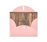 WZYWHJ Carte de vœux de vacances rose 15,2 x 10,2 cm avec enveloppe pour Noël, anniversaire, Saint-Valentin, fête, invitation, porte en bois de grange