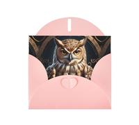 WZYWHJ Carte de vœux de vacances rose 15,2 x 10,2 cm avec enveloppe pour Noël, anniversaire, Saint-Valentin, fête d'invitation Motif chouette