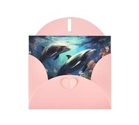 WZYWHJ Carte de vœux de vacances rose 15,2 x 10,2 cm avec enveloppe pour Noël, anniversaire, Saint-Valentin, fête, invitation à une belle baleine imprimée