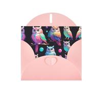 WZYWHJ Carte de vœux de vacances rose 15,2 x 10,2 cm avec enveloppe pour Noël, anniversaire, Saint-Valentin, fête, invitation à une fête Motif chouette aurore