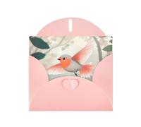 WZYWHJ Carte de vœux de vacances rose 15,2 x 10,2 cm avec enveloppe pour Noël, anniversaire, Saint-Valentin, fête d'invitation Motif oiseaux heureux