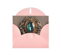 WZYWHJ Carte de vœux de vacances rose 15,2 x 10,2 cm avec enveloppe pour Noël, anniversaire, Saint-Valentin, fête d'invitation, belle broche vintage impression