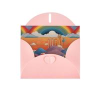 WZYWHJ Carte de vœux de vacances rose 15,2 x 10,2 cm avec enveloppe pour Noël, anniversaire, Saint-Valentin, invitation à une fête, image étrange arc-en-ciel