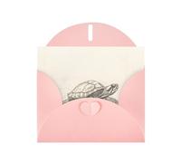 WZYWHJ Carte de vœux de vacances rose 15,2 x 10,2 cm avec enveloppe pour Noël, anniversaire, Saint-Valentin, fête, invitation à une fête, croquis de petite tortue imprimée