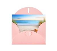 WZYWHJ Carte de vœux de vacances rose 15,2 x 10,2 cm avec enveloppe pour Noël, anniversaire, Saint-Valentin, fête, invitation, plage, étoiles de mer, terres