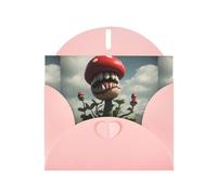 WZYWHJ Carte de vœux de vacances rose 15,2 x 10,2 cm avec enveloppe pour Noël, anniversaire, Saint-Valentin, fête Invitation La terrifiante plante piranha imprimée