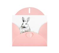 WZYWHJ Carte de vœux de vacances rose 15,2 x 10,2 cm avec enveloppe pour Noël, anniversaire, Saint-Valentin, fête, invitation à une fête, imprimé lapin mignon
