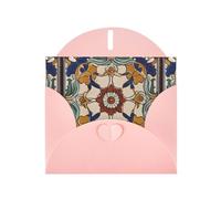 WZYWHJ Carte de vœux de vacances rose 15,2 x 10,2 cm avec enveloppe pour Noël, anniversaire, Saint-Valentin, fête d'invitation Motif carreaux de Barcelone