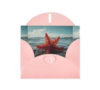 WZYWHJ Carte de vœux de vacances rose 15,2 x 10,2 cm avec enveloppe pour Noël, anniversaire, Saint-Valentin, fête, invitation à une fête, motif étoiles, algues