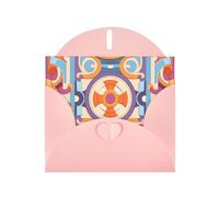 WZYWHJ Carte de vœux de vacances rose de 15,2 x 10,2 cm avec enveloppe pour Noël, anniversaire, Saint-Valentin, fête, invitation circulaire, motifs de rues anciennes
