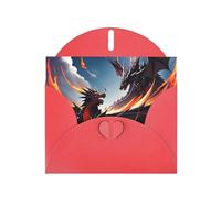 WZYWHJ Carte de vœux de vacances rouge 15,2 x 10,2 cm avec enveloppe pour Noël, anniversaire, Saint-Valentin, fête d'invitation double dragon bataille