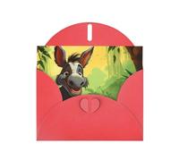 WZYWHJ Carte de vœux de vacances rouge 15,2 x 10,2 cm avec enveloppe pour Noël, anniversaire, Saint-Valentin, fête, invitation à une fête, imprimé âne mignon