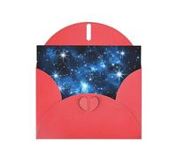 WZYWHJ Carte de vœux de vacances rouge 15,2 x 10,2 cm avec enveloppe pour Noël, anniversaire, Saint-Valentin, fête, invitation à une fête, imprimé étoiles bleues brillantes