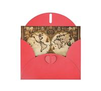 WZYWHJ Carte de vœux de vacances rouge 15,2 x 10,2 cm avec enveloppe pour Noël, anniversaire, Saint-Valentin, fête, invitation vintage carte du monde