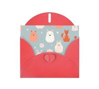 WZYWHJ Carte de vœux de vacances rouge 15,2 x 10,2 cm avec enveloppe pour Noël, anniversaire, Saint-Valentin, fête d'invitation Motif chats de toutes sortes