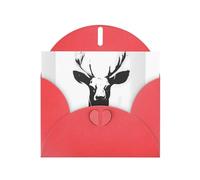 WZYWHJ Carte de vœux de vacances rouge 15,2 x 10,2 cm avec enveloppe pour Noël, anniversaire, Saint-Valentin, fête, invitation, espace négatif imprimé cerf