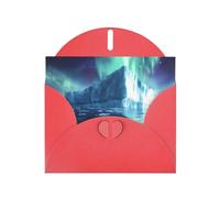 WZYWHJ Carte de vœux de vacances rouge 15,2 x 10,2 cm avec enveloppe pour Noël, anniversaire, Saint-Valentin, fête Invitation Aurore et Icebergs