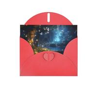 WZYWHJ Carte de vœux de vacances rouge 15,2 x 10,2 cm avec enveloppe pour Noël, anniversaire, Saint-Valentin, fête d'invitation Motif papillons dans les contes de fées