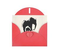 WZYWHJ Carte de vœux de vacances rouge 15,2 x 10,2 cm avec enveloppe pour Noël, anniversaire, Saint-Valentin, fête Invitation Espace négatif Motif éléphant