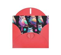 WZYWHJ Carte de vœux de vacances rouge 15,2 x 10,2 cm avec enveloppe pour Noël, anniversaire, Saint-Valentin, fête, invitation à une fête, imprimé chouette aurore