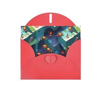 WZYWHJ Carte de vœux de vacances rouge 15,2 x 10,2 cm avec enveloppe pour Noël, anniversaire, Saint-Valentin, fête, invitation à une fête Motif colonie de fourmis