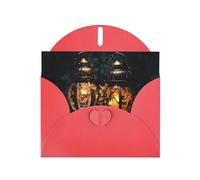 WZYWHJ Carte de vœux de vacances rouge 15,2 x 10,2 cm avec enveloppe pour Noël, anniversaire, Saint-Valentin, fête, invitation à une fête, belle impression de lanternes