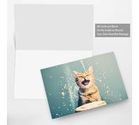 WZYWHJ Carte de vœux de vacances rouge 15,2 x 10,2 cm avec enveloppe pour Noël, anniversaire, Saint-Valentin, fête, invitation, gâteau, bataille, chat