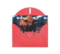 WZYWHJ Carte de vœux de vacances rouge 15,2 x 10,2 cm avec enveloppe pour Noël, anniversaire, Saint-Valentin, fête d'invitation Motif taureau courageux