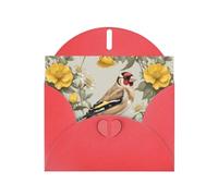 WZYWHJ Carte de vœux de vacances rouge 15,2 x 10,2 cm avec enveloppe pour Noël, anniversaire, Saint-Valentin, fête, invitation à une fête, avec impression chardonneret