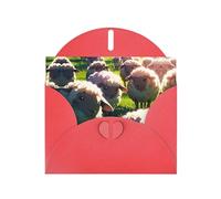 WZYWHJ Carte de vœux de vacances rouge 15,2 x 10,2 cm avec enveloppe pour Noël, anniversaire, Saint-Valentin, fête d'invitation, belles impressions de moutons