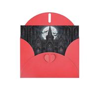 WZYWHJ Carte de vœux de vacances rouge 15,2 x 10,2 cm avec enveloppe pour Noël, anniversaire, Saint-Valentin, fête, invitation, château chauve-souris