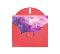 WZYWHJ Carte de vœux de vacances rouge 15,2 x 10,2 cm avec enveloppe pour Noël, anniversaire, Saint-Valentin, invitation à une fête, impression lignes d'encre bleue et violette