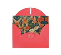 WZYWHJ Carte de vœux de vacances rouge 15,2 x 10,2 cm avec enveloppe pour Noël, anniversaire, Saint-Valentin, fête d'invitation Motif petit lapin sous la gloire du matin