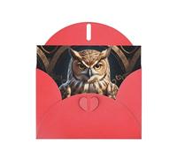 WZYWHJ Carte de vœux de vacances rouge 15,2 x 10,2 cm avec enveloppe pour Noël, anniversaire, Saint-Valentin, fête d'invitation Motif chouette