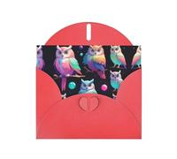 WZYWHJ Carte de vœux de vacances rouge 15,2 x 10,2 cm avec enveloppe pour Noël, anniversaire, Saint-Valentin, fête, invitation à une fête, imprimé chouette aurore