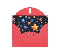 WZYWHJ Carte de vœux de vacances rouge 15,2 x 10,2 cm avec enveloppe pour Noël, anniversaire, Saint-Valentin, fête Invitation Motif étoiles brillantes dans le ciel nocturne