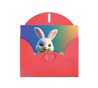 WZYWHJ Carte de vœux de vacances rouge 15,2 x 10,2 cm avec enveloppe pour Noël, anniversaire, Saint-Valentin, fête d'invitation Motif lapin