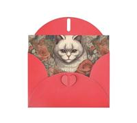 WZYWHJ Carte de vœux de vacances rouge 15,2 x 10,2 cm avec enveloppe pour Noël, anniversaire, Saint-Valentin, fête, invitation gros plan d'empreintes œil de chat profond