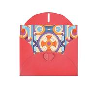 WZYWHJ Carte de vœux de vacances rouge 15,2 x 10,2 cm avec enveloppe pour Noël, anniversaire, Saint-Valentin, fête, invitation circulaire, motifs de rues anciennes